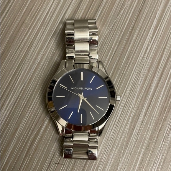 Michael Kors Accessories - Michael Kors Stainless Steel Watch with Blue Dial